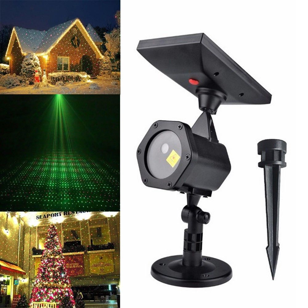 Solar Power LED Laser Projector Light Flash Outdoor Garden Waterproof