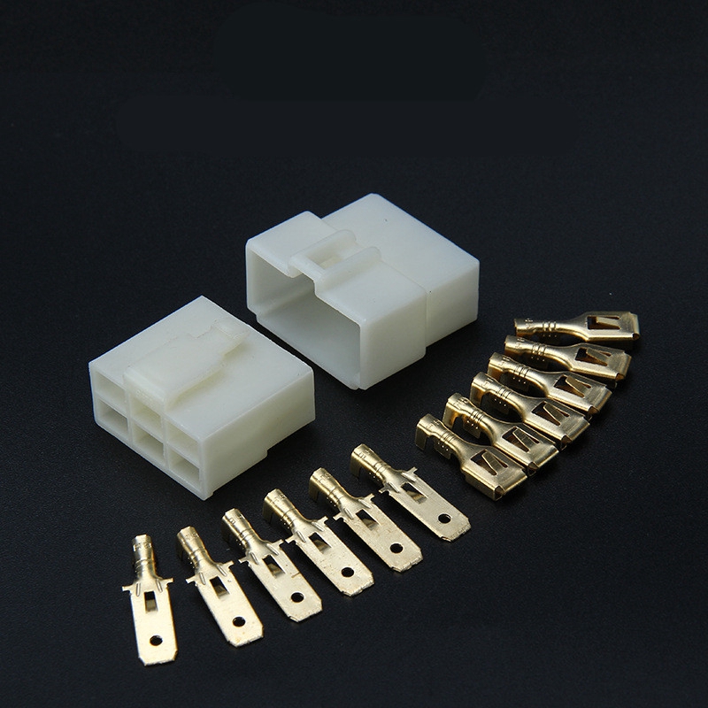 10 Kits 6 WAY PIN 6.3MM ELECTRICAL MULTI PLUG CONNECTOR TERMINAL BLOCK
