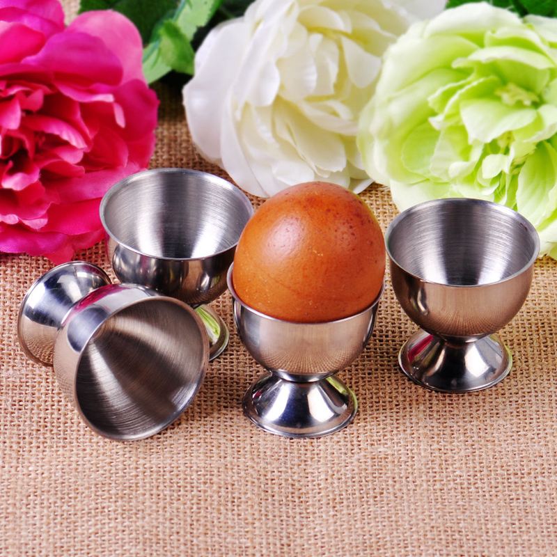 4pcs Soft Boiled Egg Cups Holder Tabletop Cup Kitchen Stainless Steel Tool Set