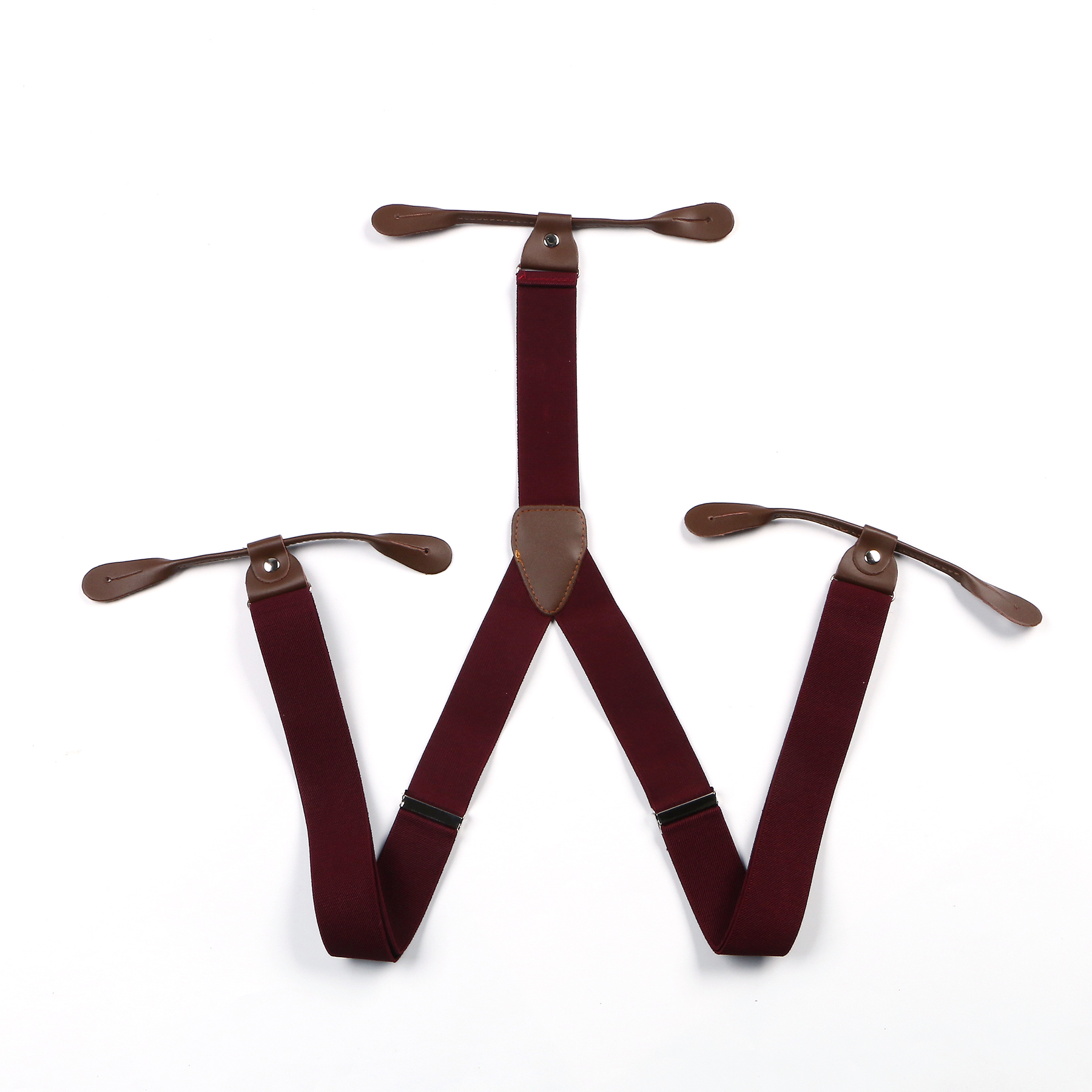 Fashional Men's Suspenders Braces Adjustable Leather Button Holes Warm