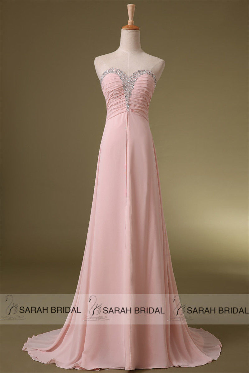 Red Pink Chiffon Bridesmaid Long Dresses Formal Evening Prom Dress Gown