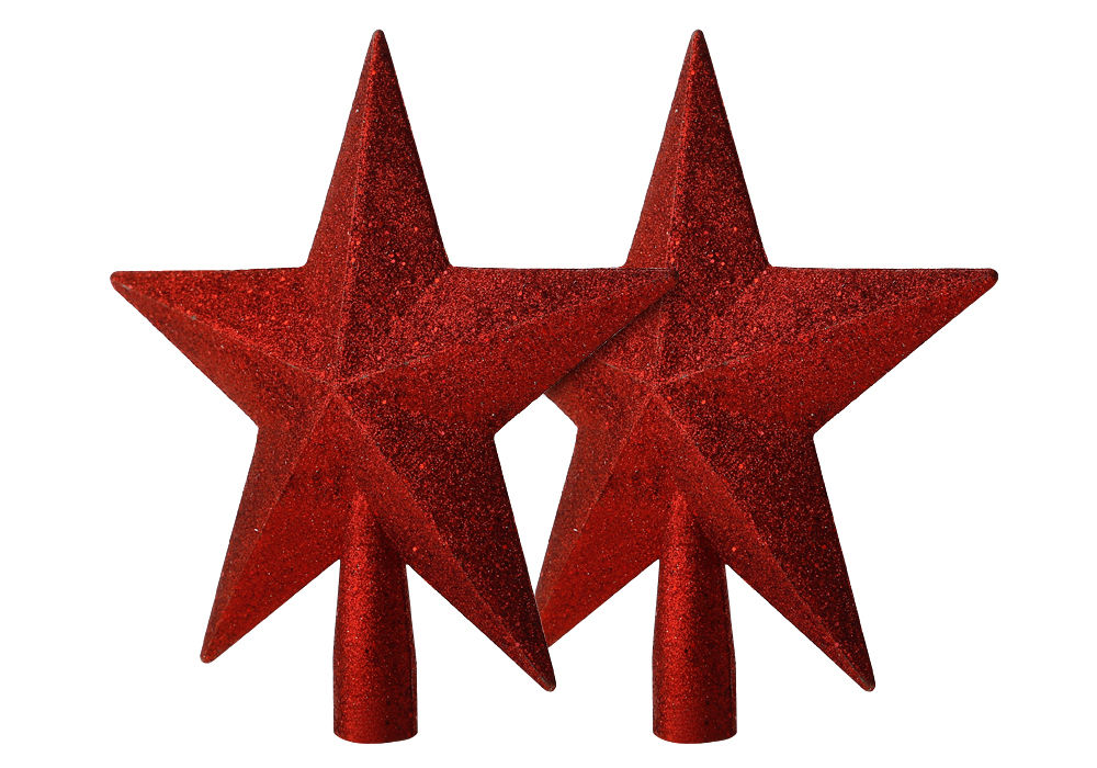 Christmas Red Glitter Shiny Star Shape Xmas Tree Top Decoration Topper 20CM