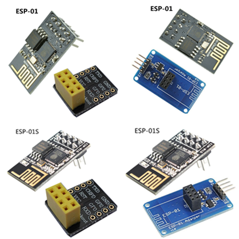 perfk 5pcs Esp-01 Serial Wireless WiFi Transceiver Module Breakout Breadboard Adapter