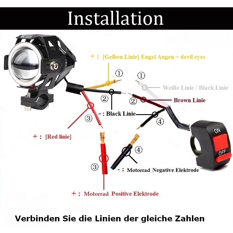 Motorrad Zusatzscheinwerfer 4 Zoll Chrome - Weißes LED Licht Für Touring Bikes