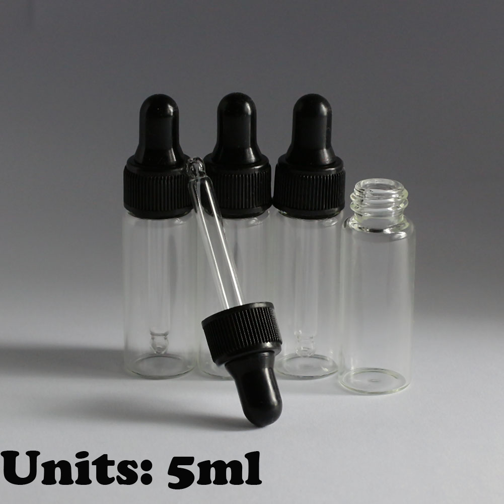 50PCS 5ML Clear Glass Dropper Bottles for Essential Oils with Glass Eye