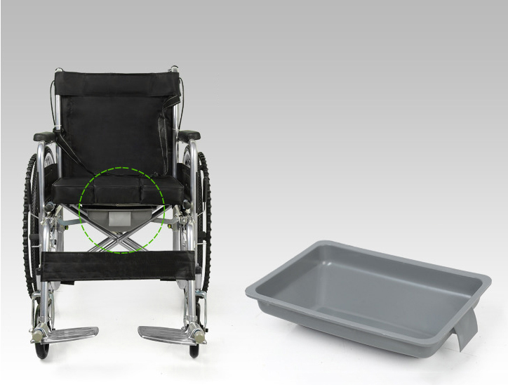 USA Folding Aluminum Alloy Wheelchair with Padded Bath Seat+bedpan