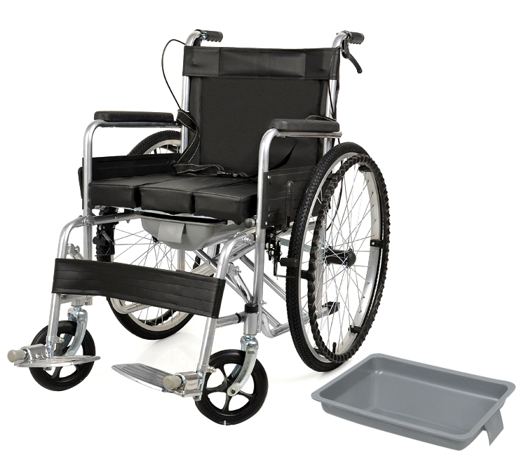 USA Folding Aluminum Alloy Wheelchair with Padded Bath Seat+bedpan