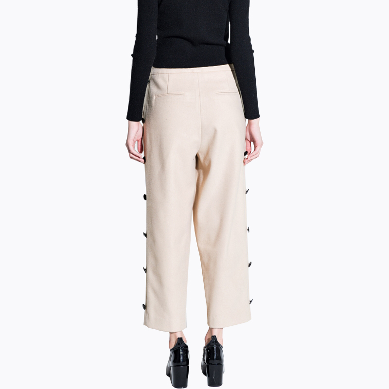 Casual solid decorative button high rise wide leg pants Casual solid decorative button high rise wide leg pants
