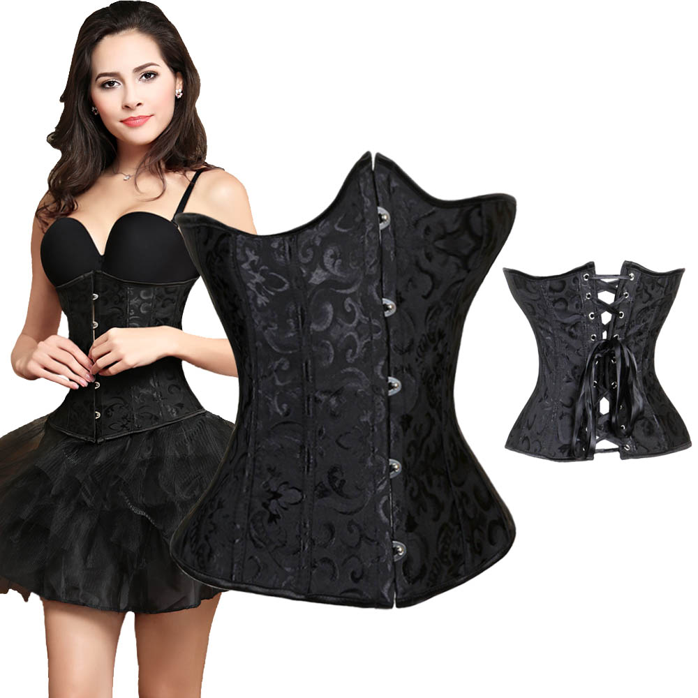 Black Waist Training Corset Underbust Steampunk Waist Trainer Corsets