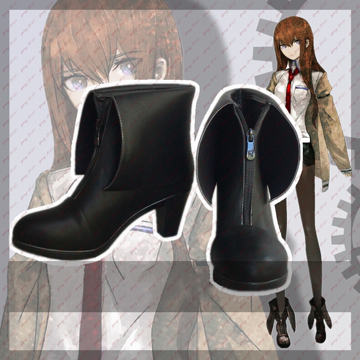 Steins Gate Makise Kurisu Christina Cosplay Shoes Women High Heels Customized