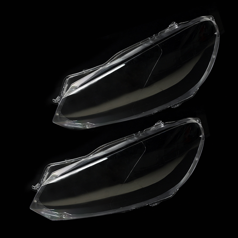 Pair Clear Plastic Headlight Lamp Lenses Replacement For VW Golf 6 MK6