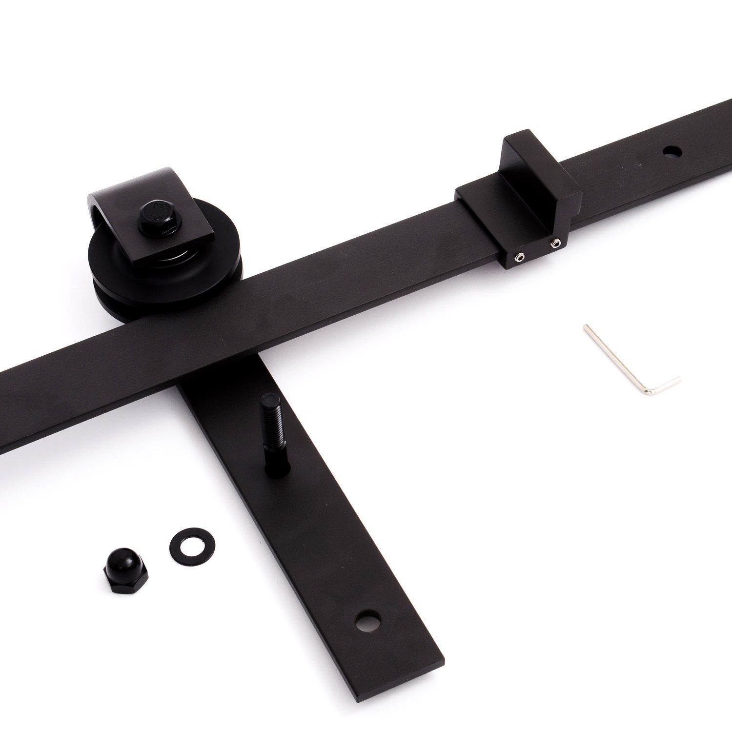 6.6FT Black Carbon Steel Industrial Roller Sliding Wood Door Track Rail Set eBay