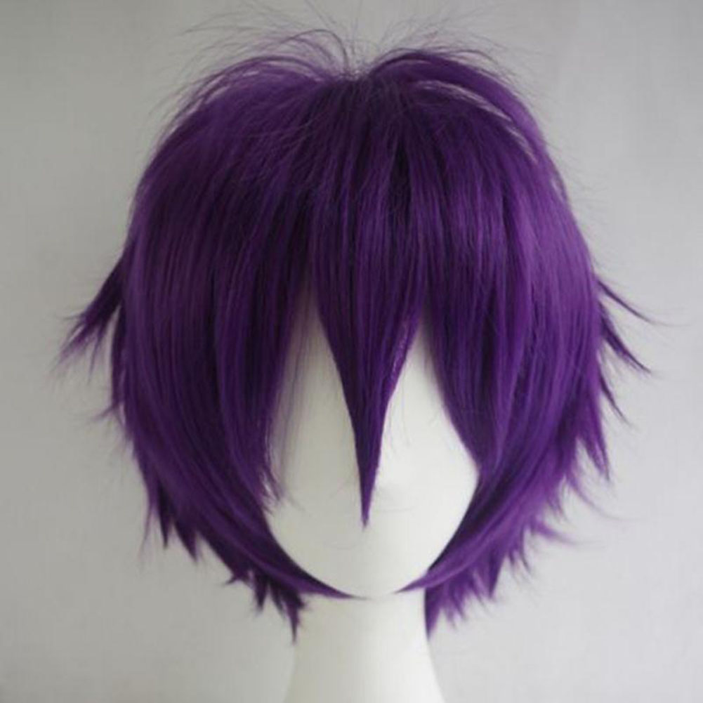 Men Anime Fashion Short Wig Cosplay Party Straight Hair Cosplay Full