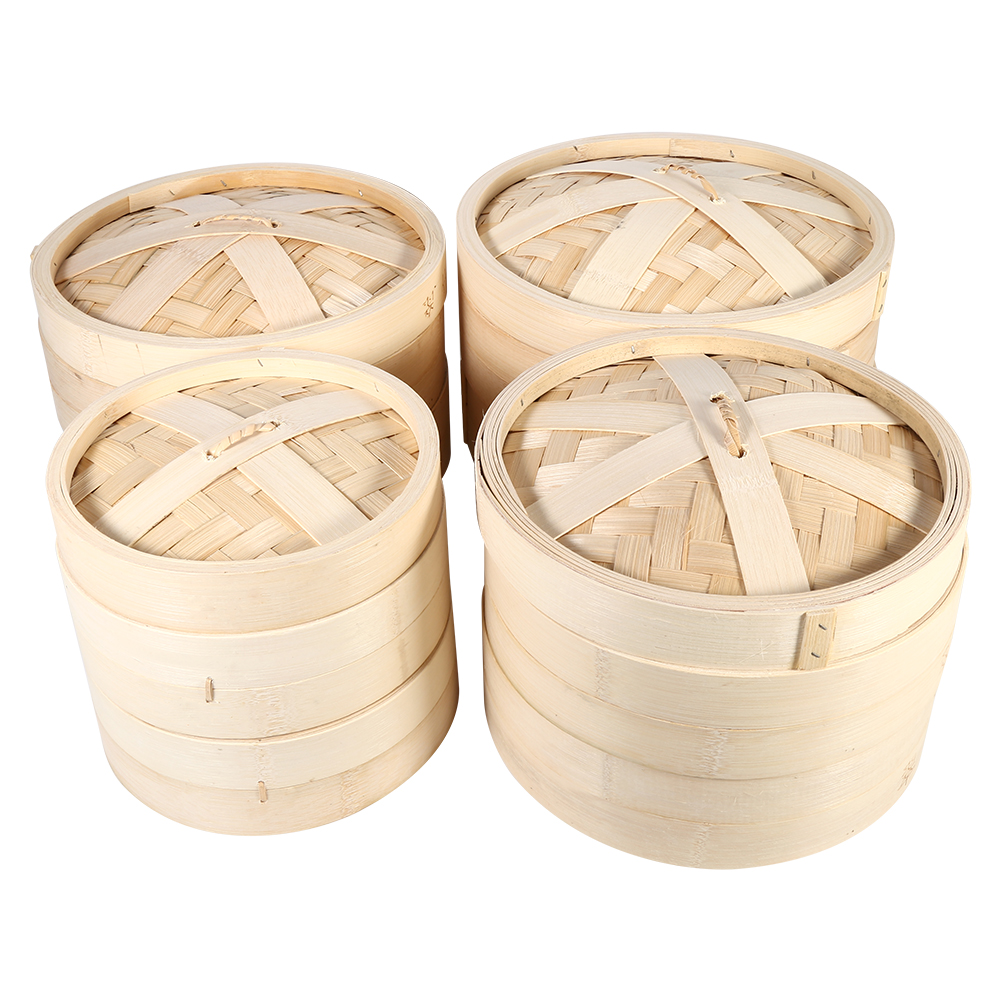 18/ 22/ 24/ 26cm 2 Tiers Bamboo Steamer Basket Chinese Rice Food Cooker