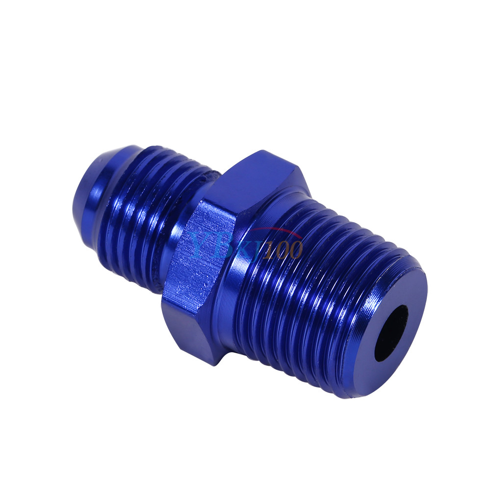 AN6 6AN To 3/8" NPT Straight Fuel Oil Hose Fitting Male Adapter Blue