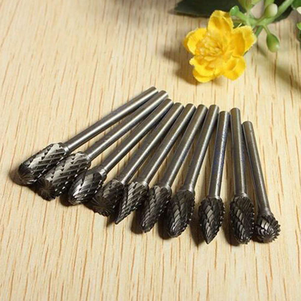 10pcs 1/8" Shank Tungsten Carbide Rotary Point Burr Die Grinder Carving