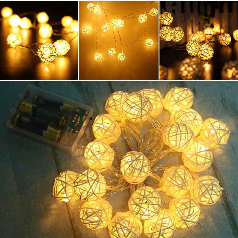 Room 20 Warm White Rattan Ball LED String Light Fairy Lamp Wedding Party Decor eBay