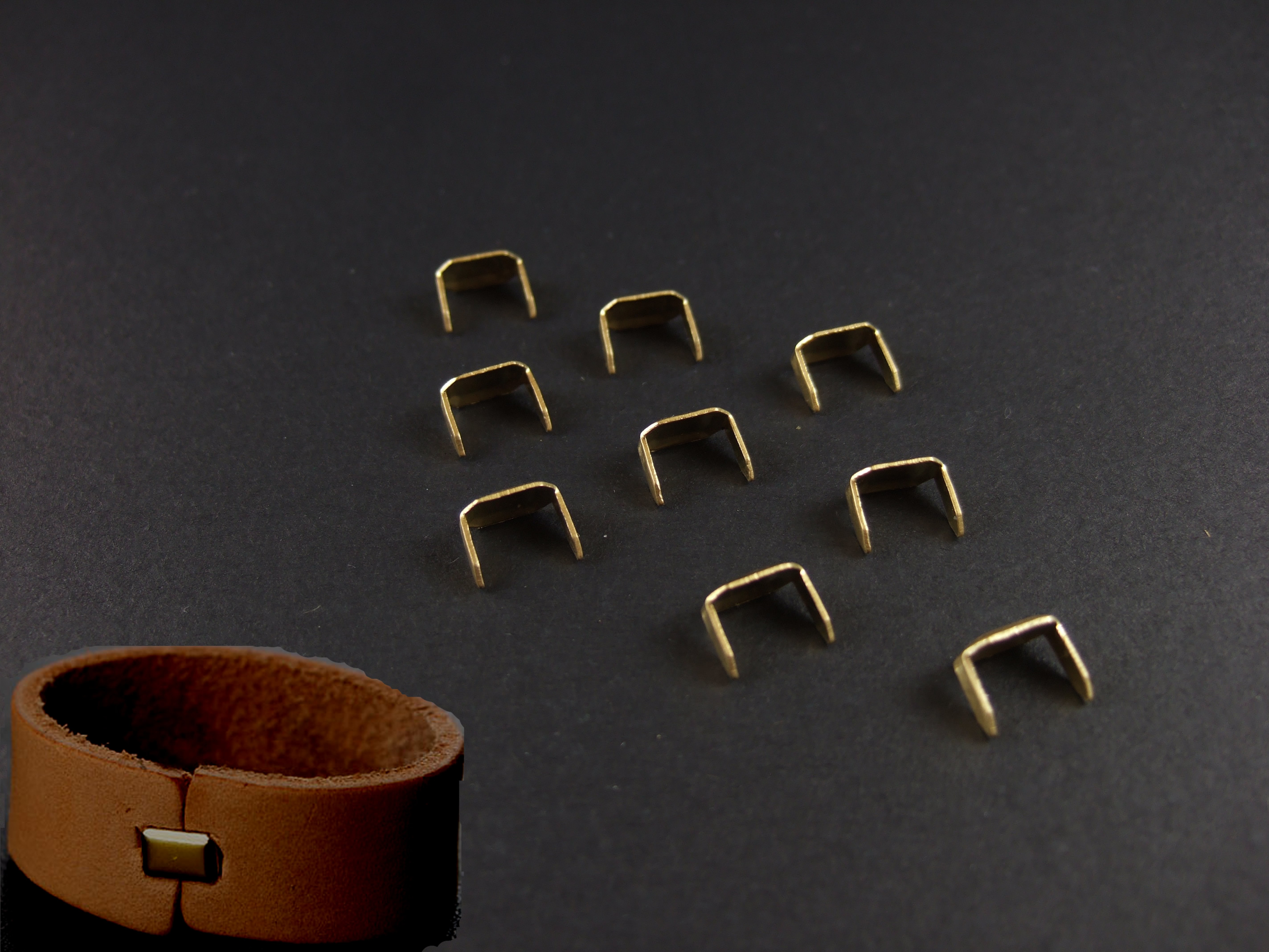 200Pc Brass Staple Leather Belt Loops Fastener Holder for DIY