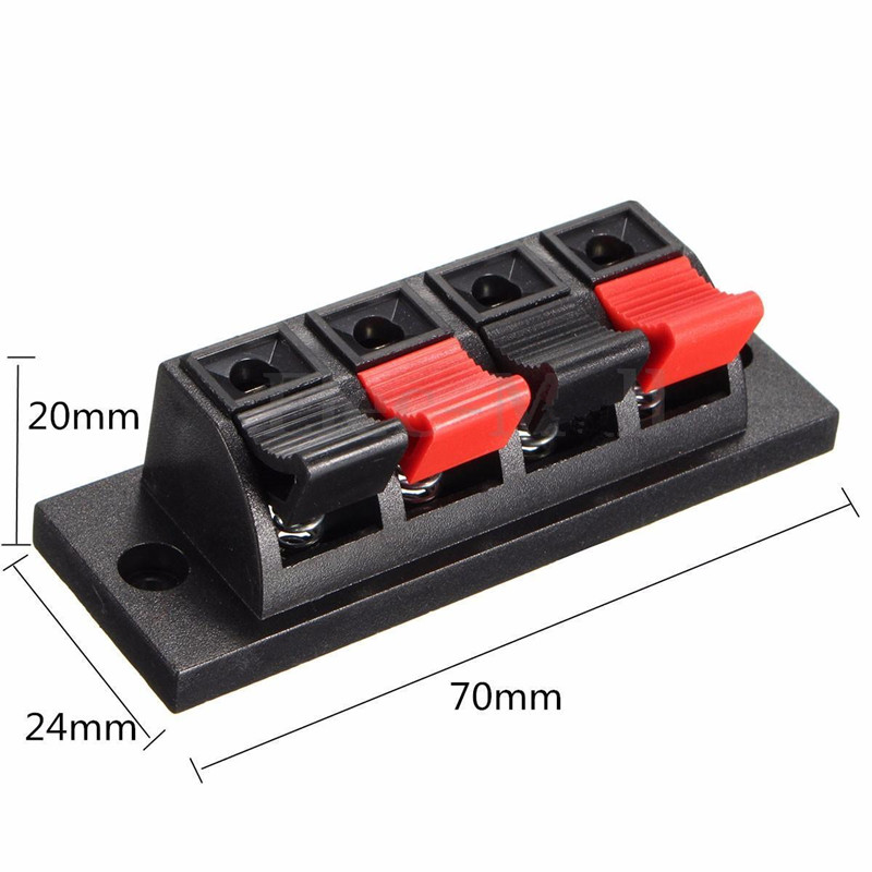 4 Way Push Release Connector Plate Stereo Speaker Terminal Strip Block