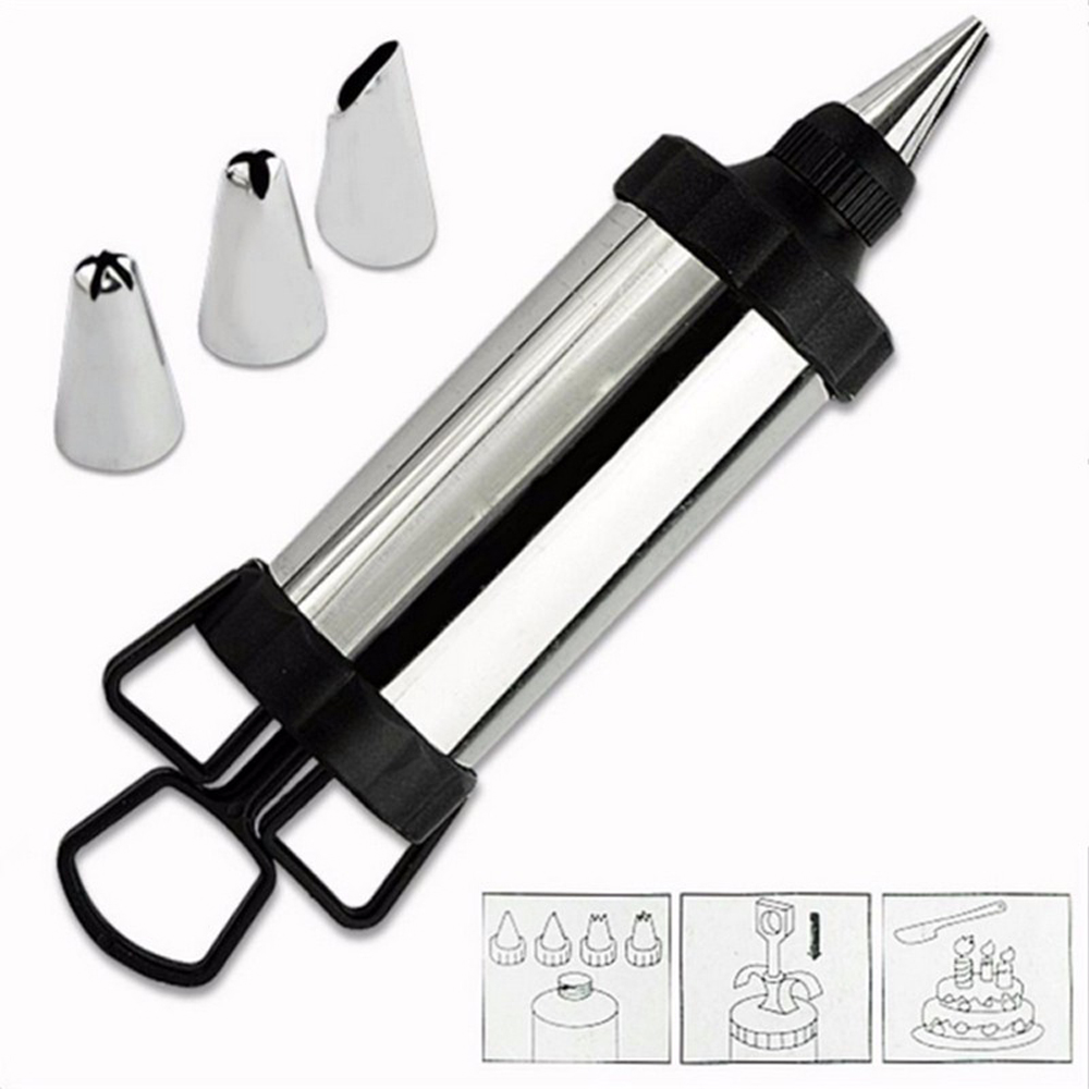 Cake Decorator Cookies Craft Piping Syringe with 4 stainless steel