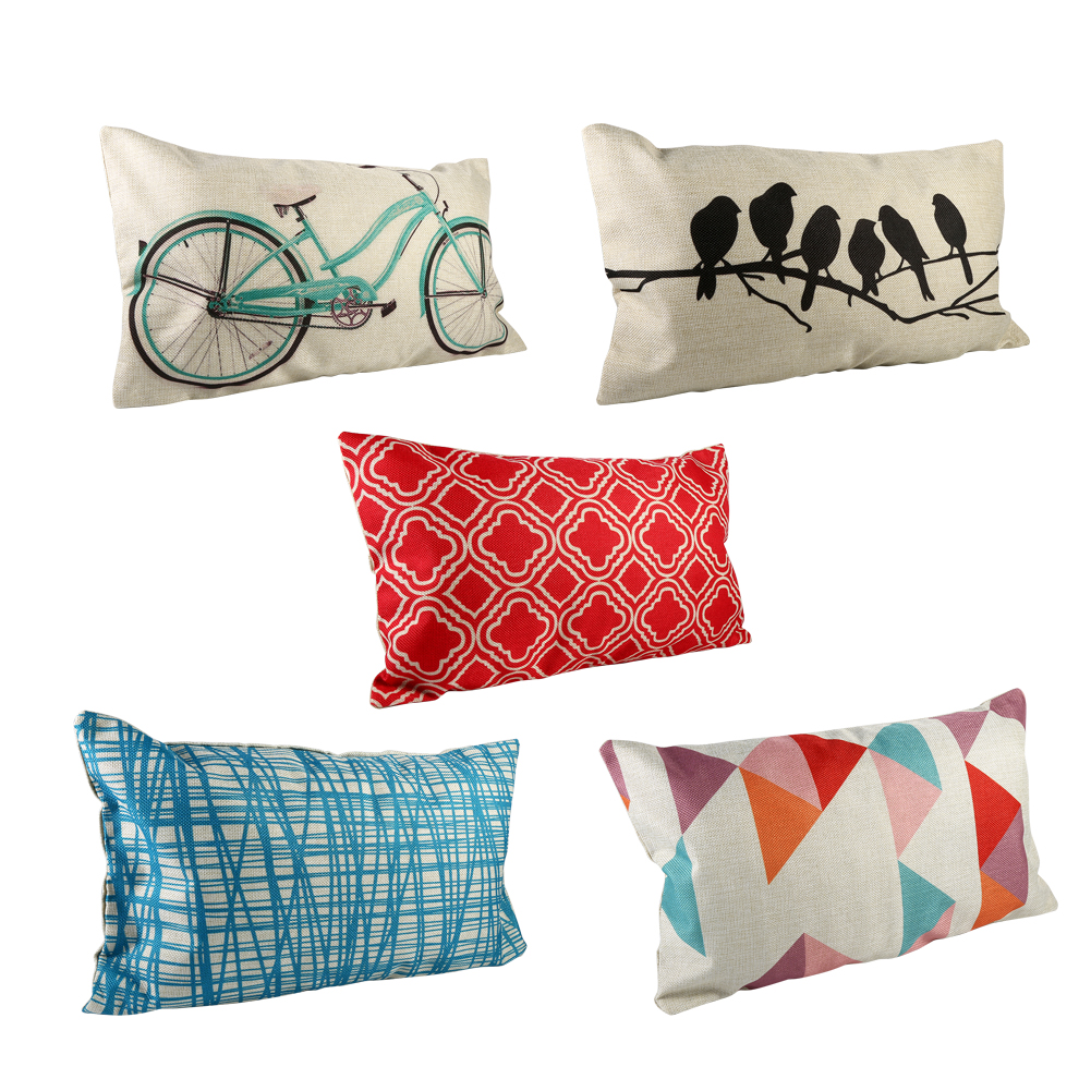 Rectangle Linen Throw Pillow Case Sofa Cushion Cover Cartoon Triangle Pattern HG eBay
