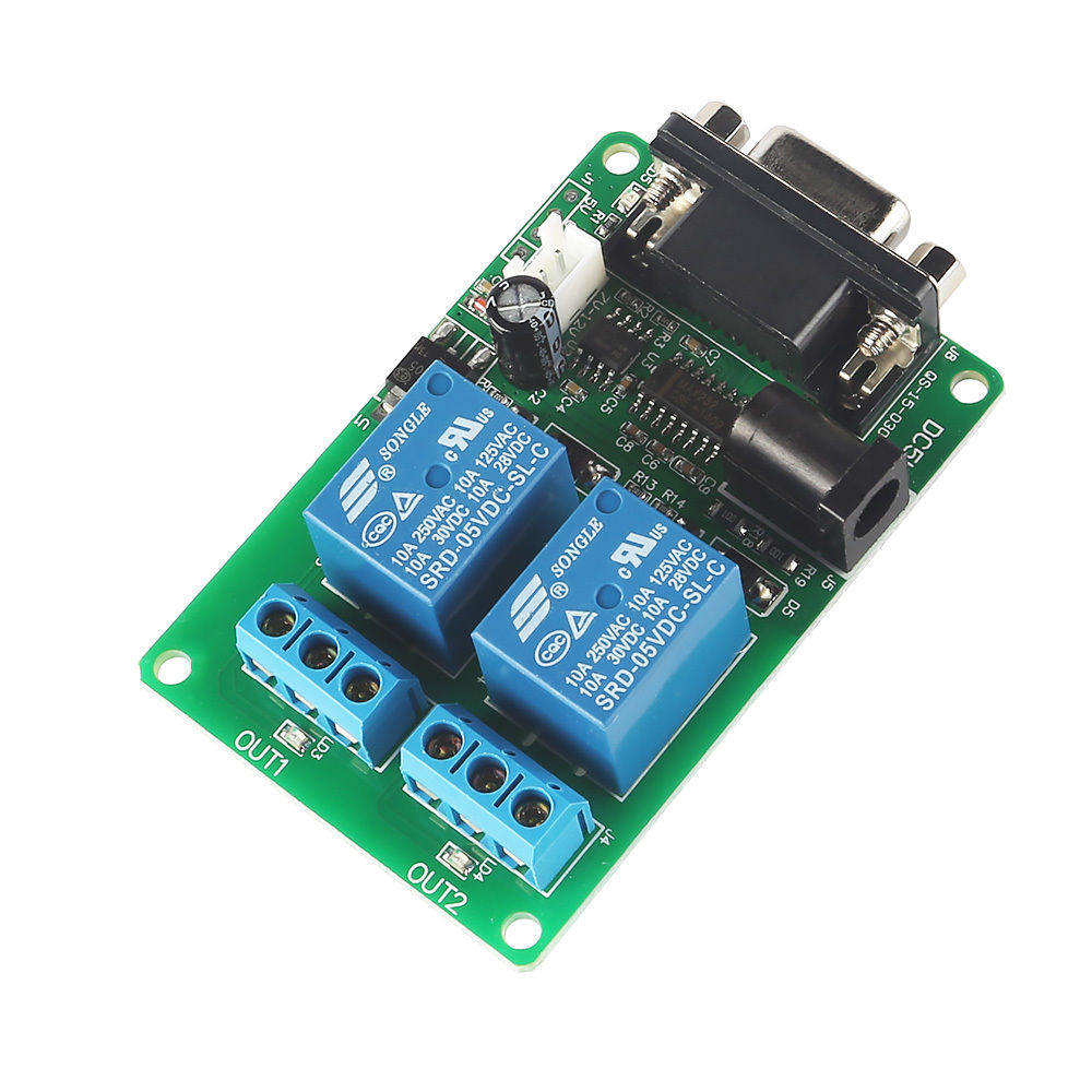 2 Channel RS232 Serial Port Relay Module DC 5V 12V DB9 Interface PC ...
