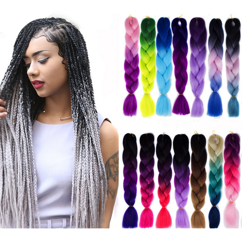 24" Ombre Dip Dye Kanekalon Jumbo Braid Hair Extensions ...
