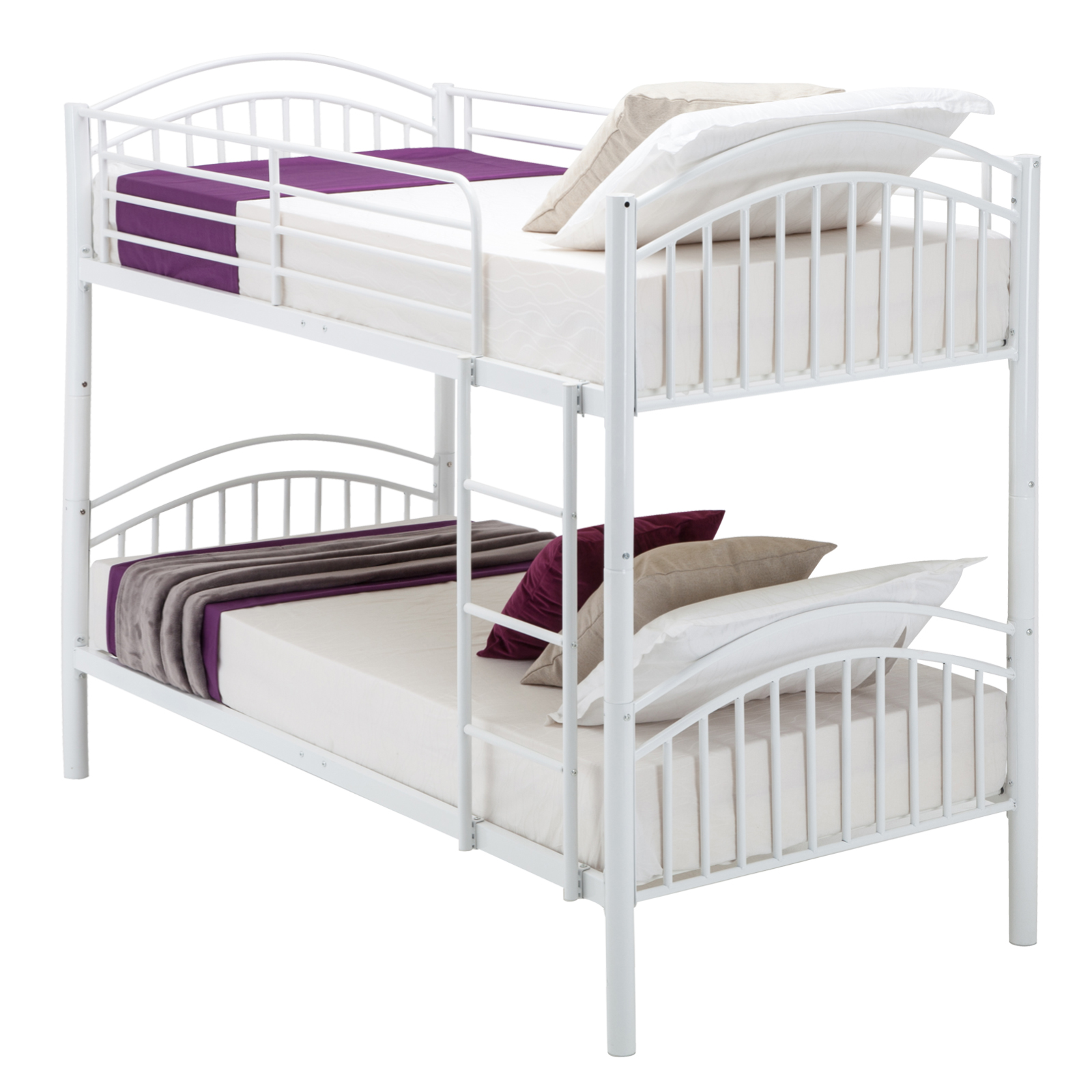 Modern 3FT Single White Metal Bunk Bed Frame 2 Person for