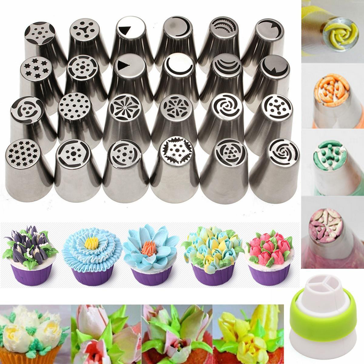 24Pcs Russian Icing Piping Nozzles Tips Cake Decorating ...