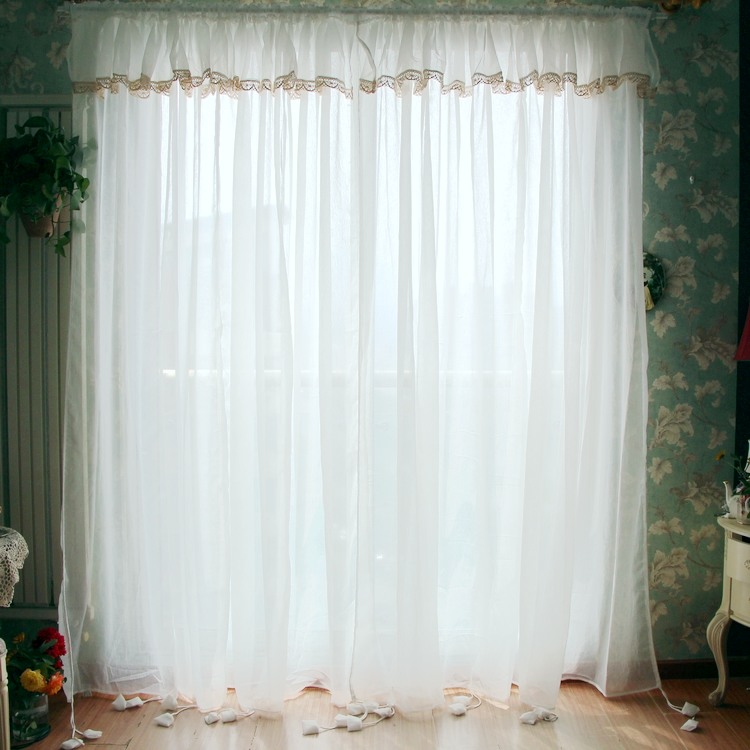 French Country Cottage Solid White Adjustable Balloon Shade Curtain