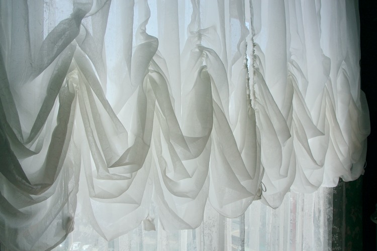 French Country Cottage Solid White Adjustable Balloon Shade Curtain