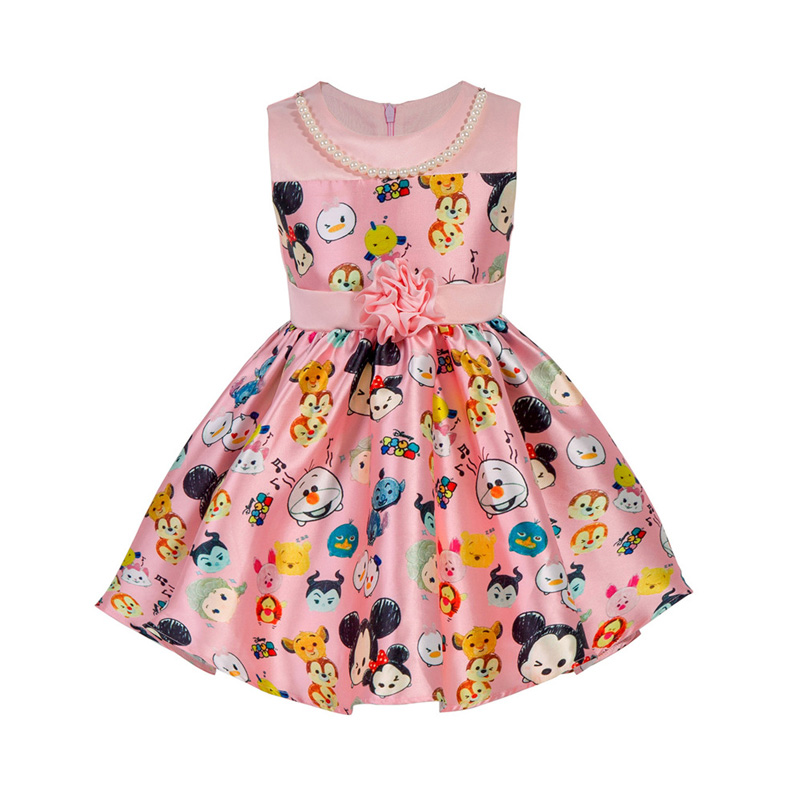 Tsum Tsum Flowers kids girls Disney Princess Dress Birthday Party Dresses