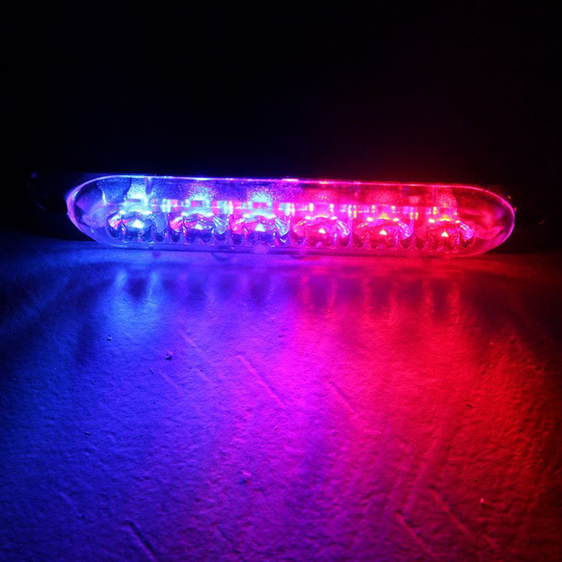 6LED Red Blue 18W Car Truck Emergency Warning Flashing Strobe Light Bar