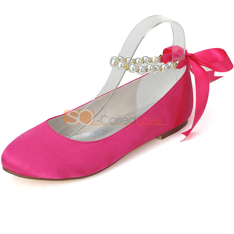 fuschia flat wedding shoes toe wedding bridal bridesmaid flats shoes satin fuschia flat wedding shoes toe wedding bridal bridesmaid flats shoes satin