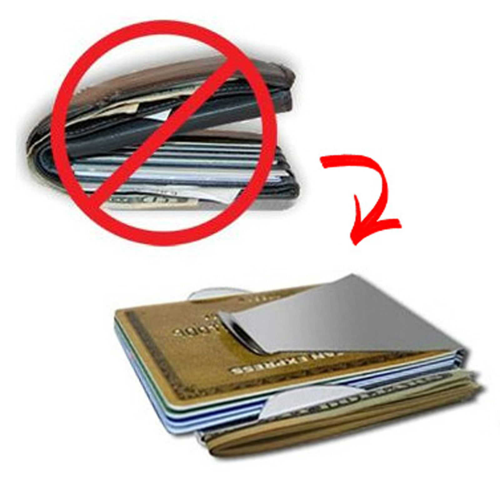 Double Sided Slim Stainless Steel Money Clip Credit Card Note Cash