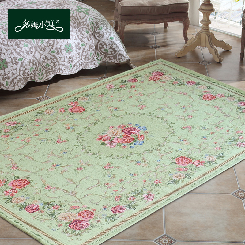 Country Cottage Victorian Traditional Classic Floral Green Floor Rug