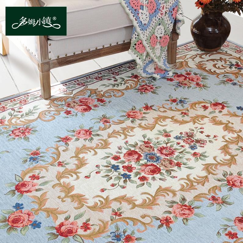 Country Cottage Victorian Traditional Classic Floral Blue Floor Rug