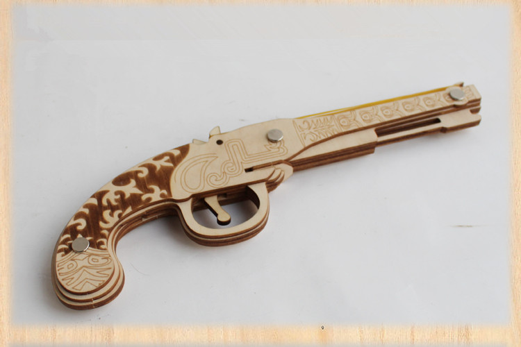 DIY Wooden Rubber Band Shooter Flintlock Musket Kits Model Toy RBS03 S CA