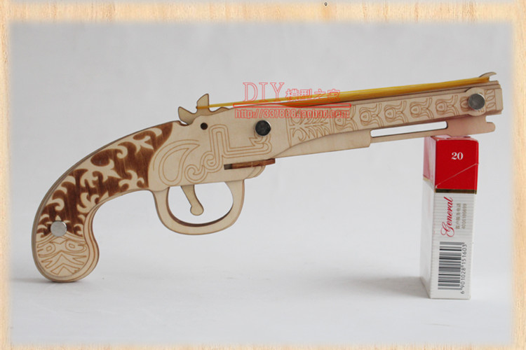 DIY Wooden Rubber Band Shooter Flintlock Musket Kits Model Toy RBS03 S CA