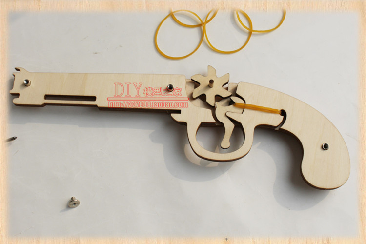 DIY Wooden Rubber Band Shooter Flintlock Musket Kits Model Toy RBS03 S CA