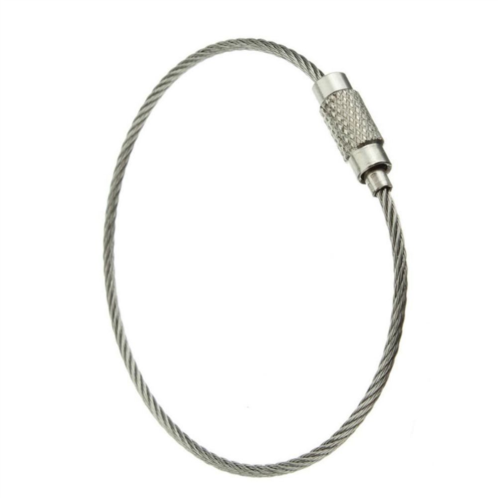 50pcs Stainless Steel Wire Rope Keychains Cable Key Ring for Outdoor
