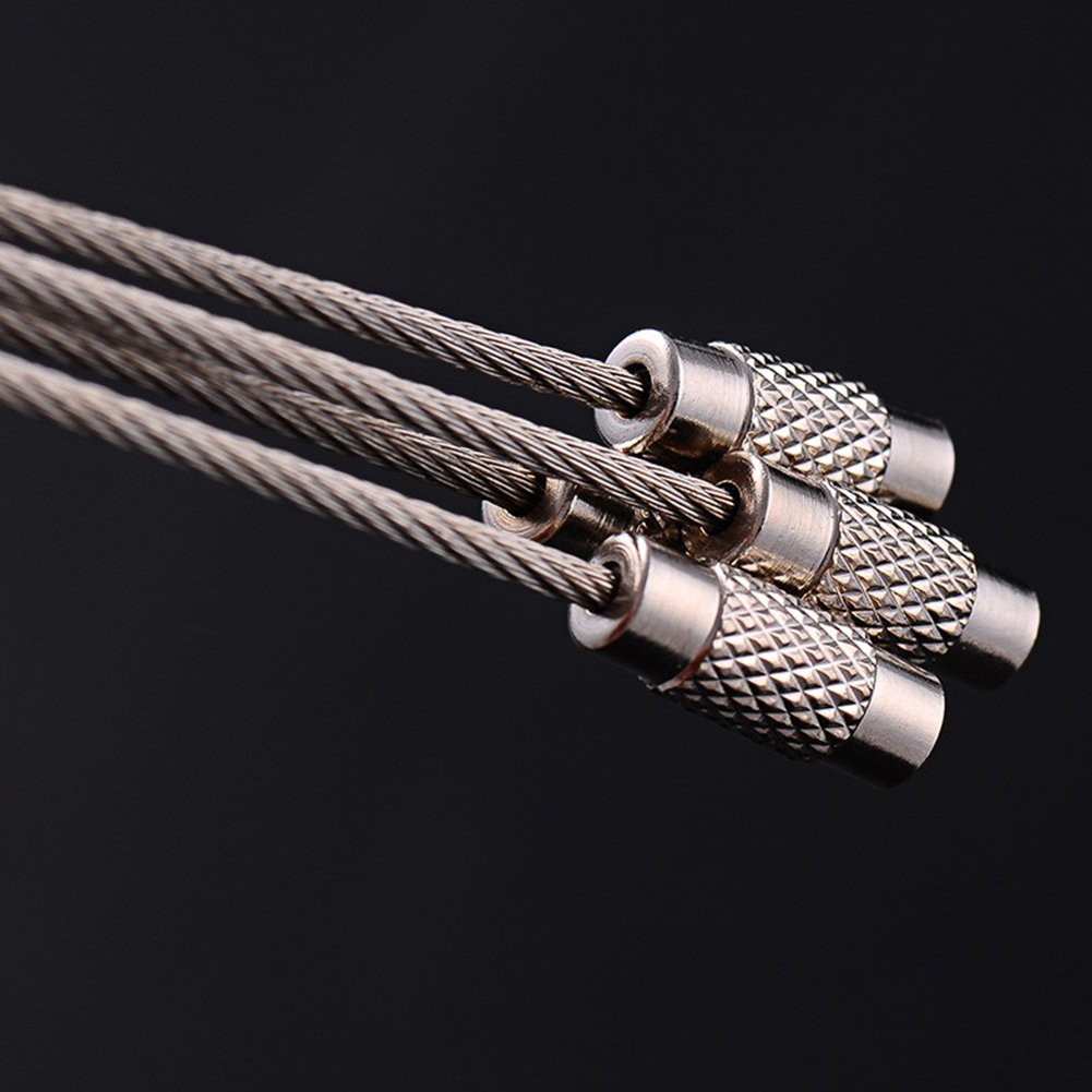 50pcs Stainless Steel Wire Rope Keychains Cable Key Ring for Outdoor