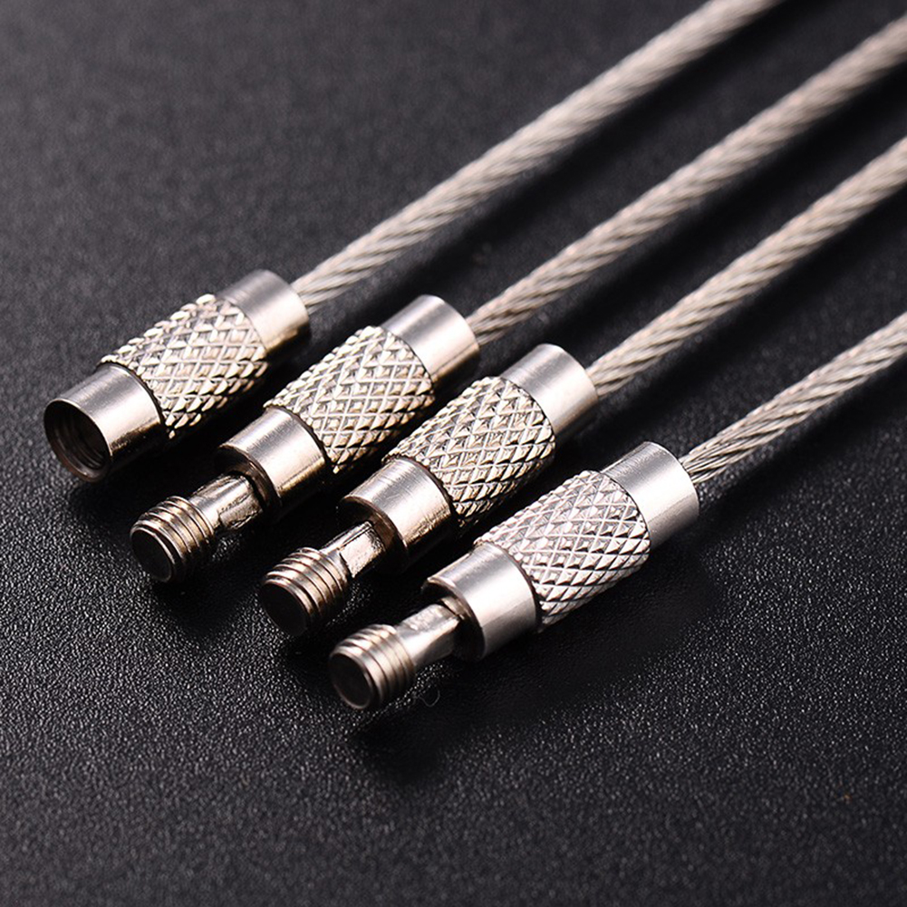 50pcs Stainless Steel Wire Rope Keychains Cable Key Ring for Outdoor
