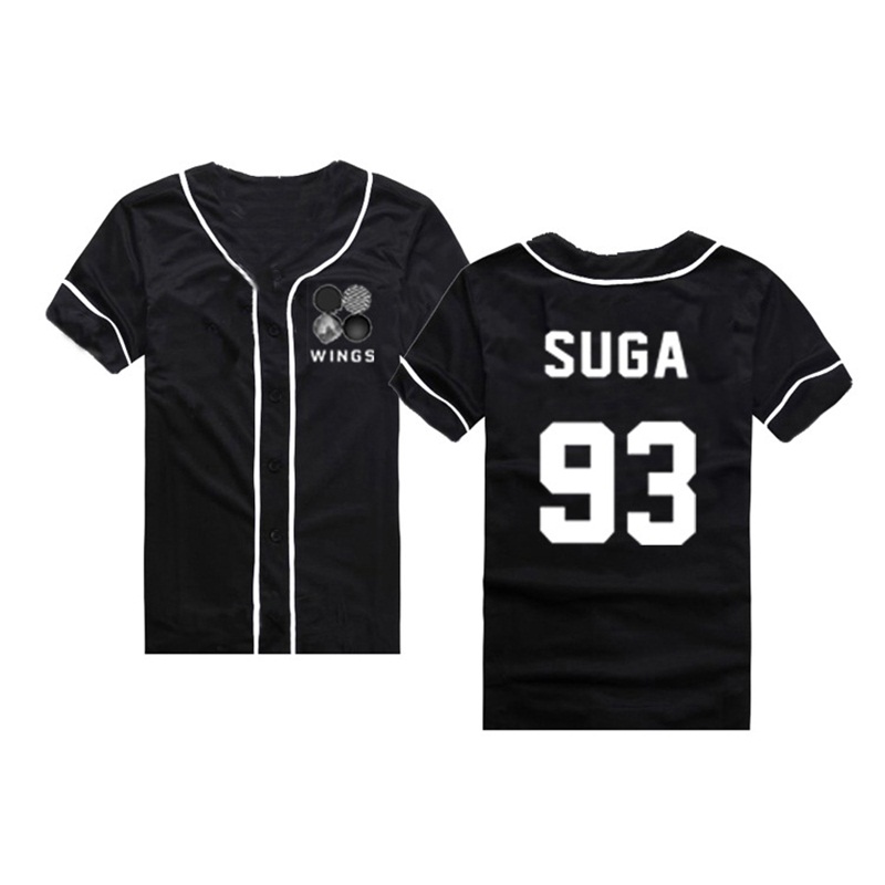 Kpop BTS WINGS Baseball Jersey Bangtan Boys Button Down T