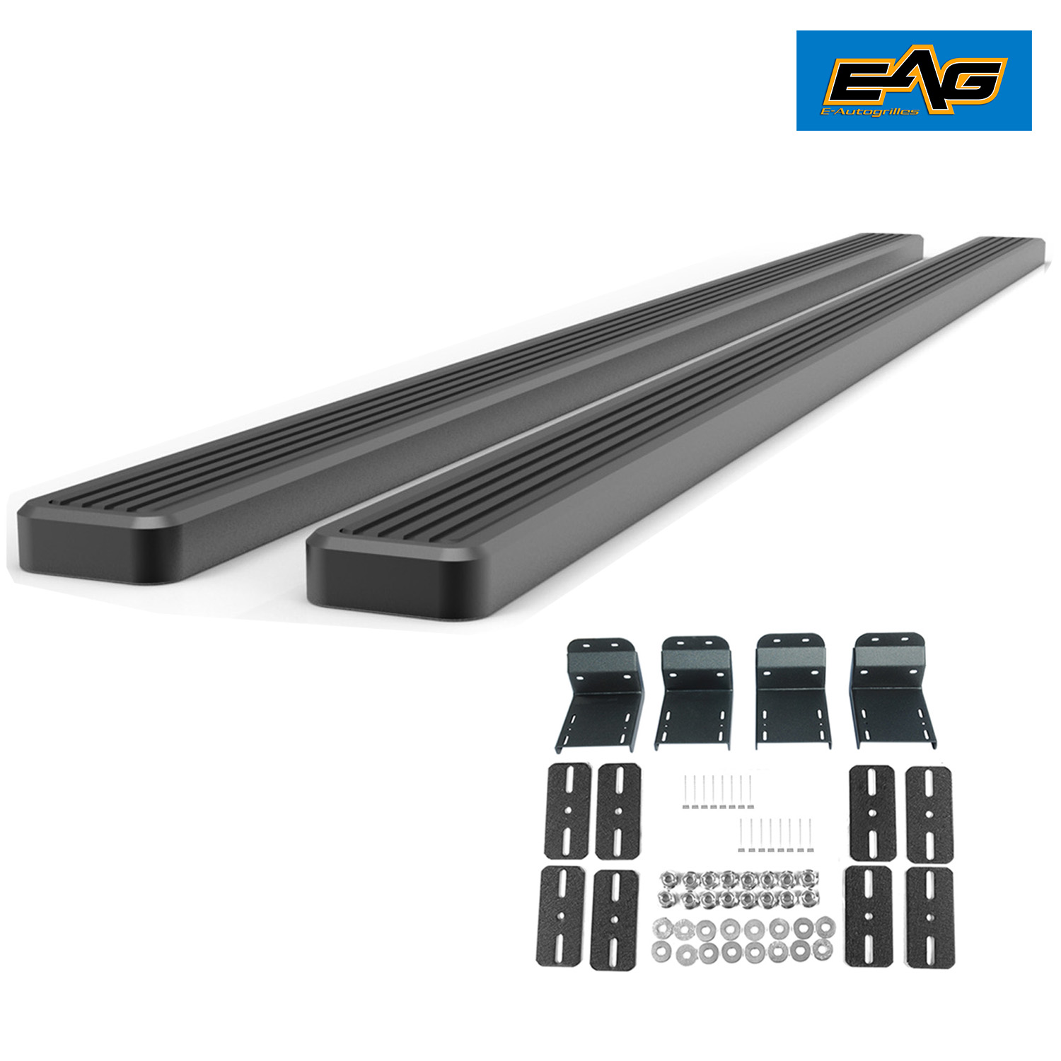 EAG Black 80"x4" Aluminum Running Boards+Brackets for 1517 Ford F150