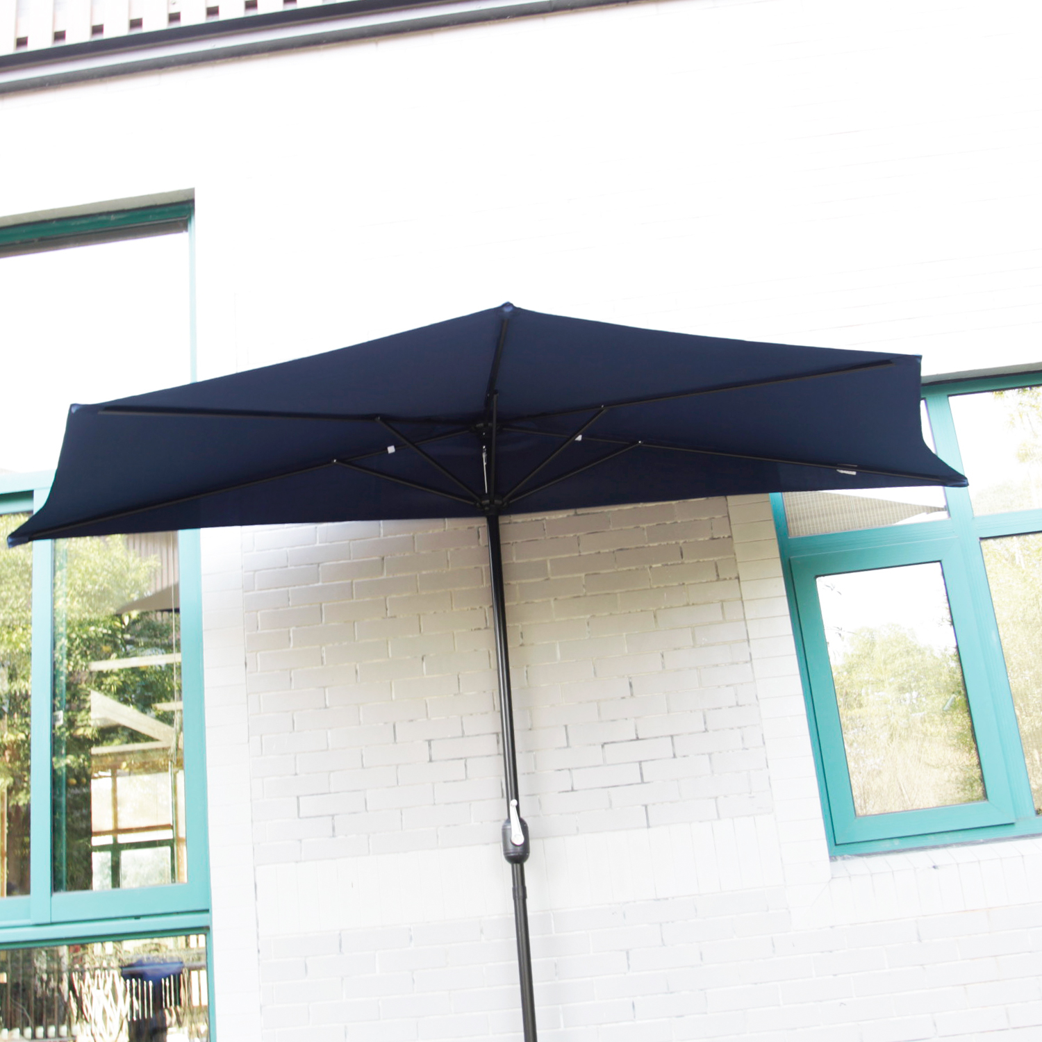10' Ft Half Round Outdoor Patio Umbrella Wall Corner Yard Crank