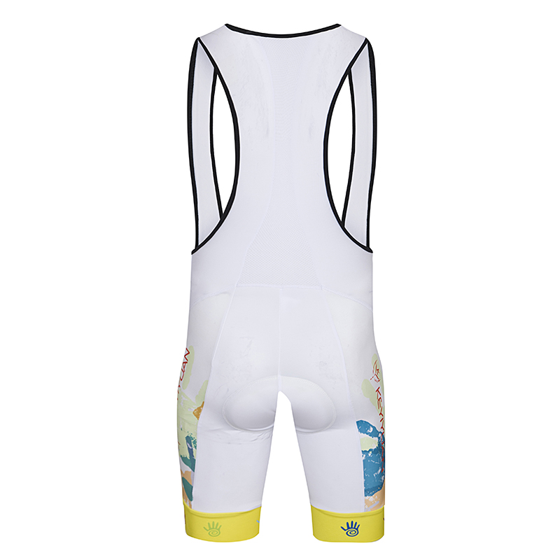 Men's White Cycling Bib Shorts Coolmax Gel Padded Bike Bib Knicks