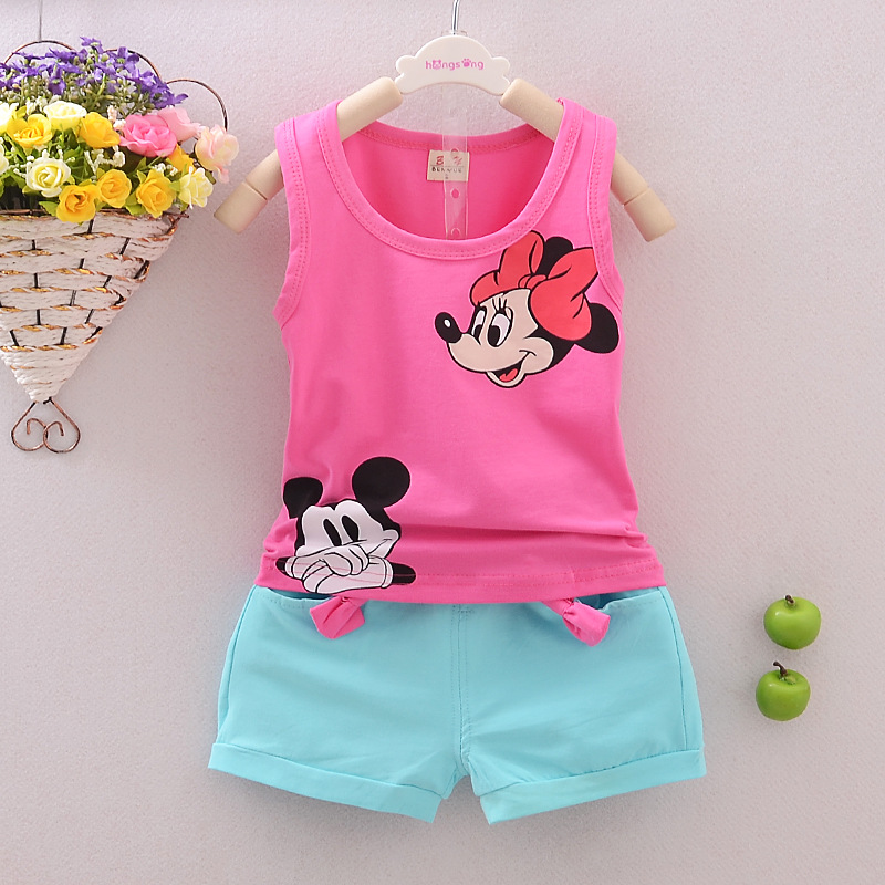 Baby Girls Clothes Summer Top Vest Short Pants Kids Girl Outfits Cotton Cartoon