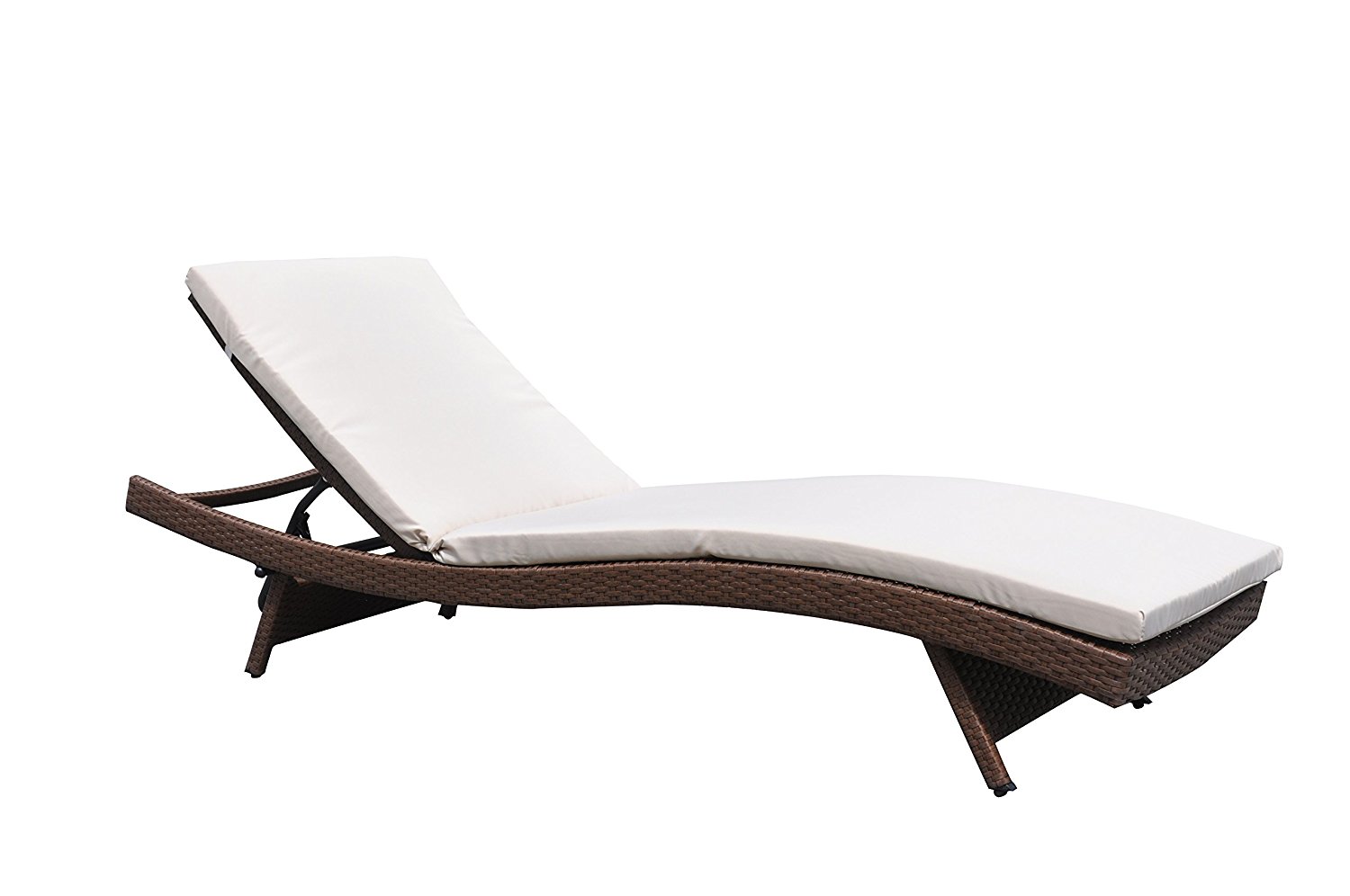 Outdoor Paito Recliner PE Wicker Adjustable Pool Chaise Lounge Chair ...