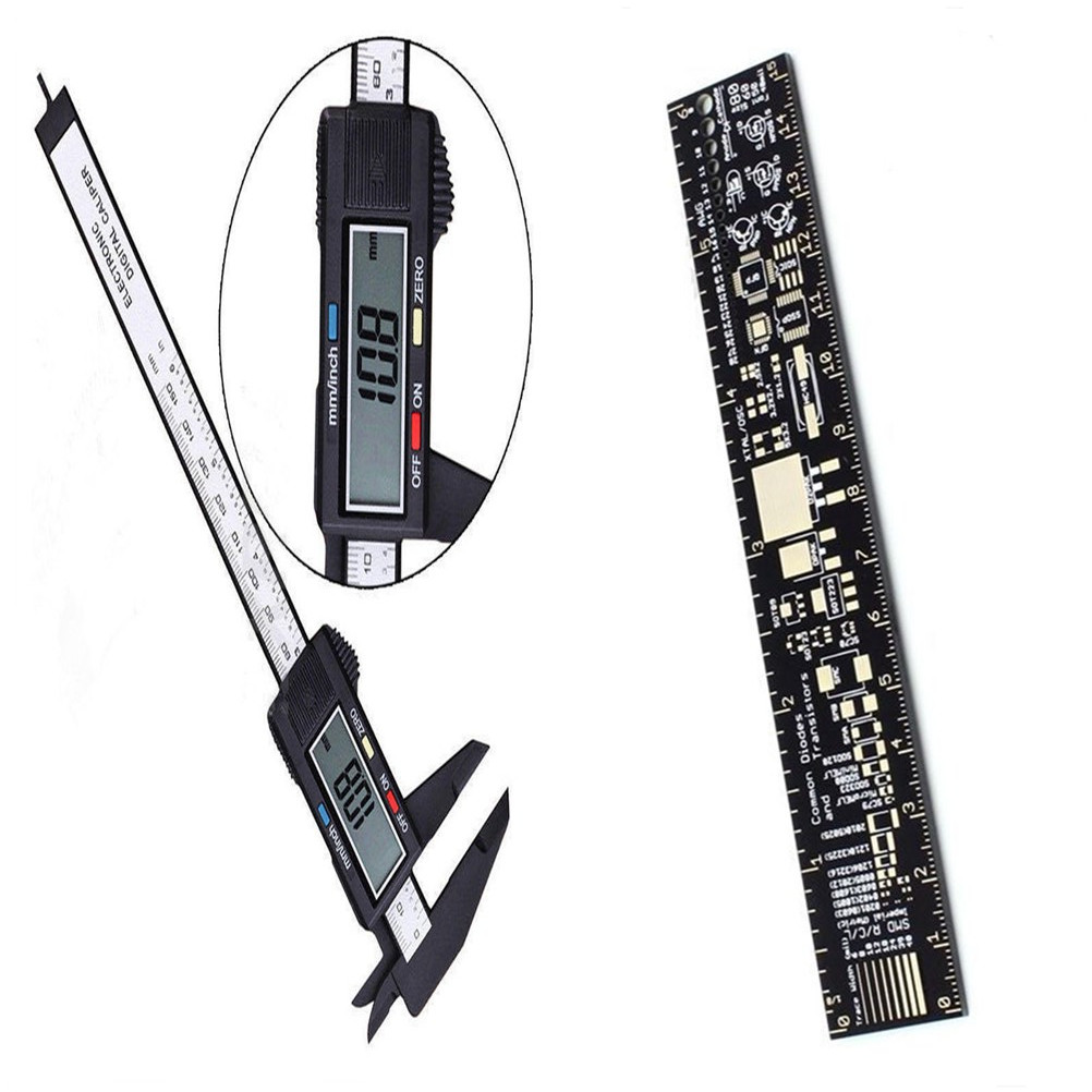 Carbon Fiber Vernier Caliper Gauge Micrometer+PCB Ruler for Electronic